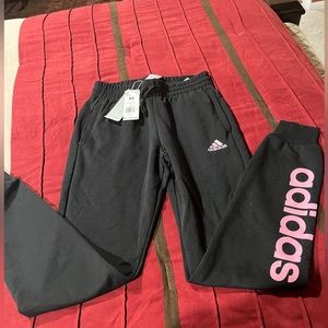 Adidas black and pink joggers Xs